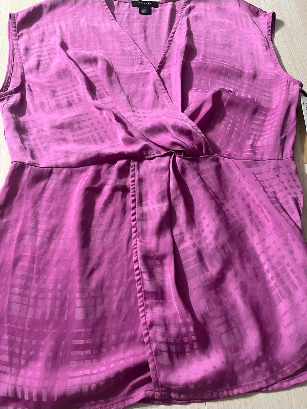 Halogen Pink Wrap-Style Sleeveless Blouse